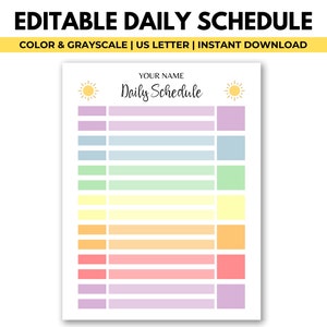 Kids Daily Schedule Template Printable, Homeschool Mom Daily Routine, Personalized Daily Routine, Preschool Daycare Schedule, PDF & CANVA