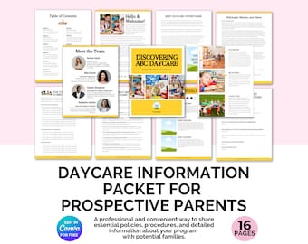 Pacchetto informativo sugli asili nido, Pacchetto informativo sui centri di assistenza all'infanzia per tour e brochure elettroniche, Asilo nido a domicilio, Scuole materne, Aziende di assistenza all'infanzia in formato PDF
