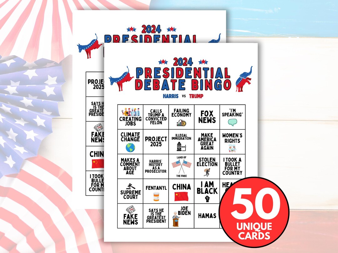 Presidential Debate 2025 Bingo Game Cards, Trump Vs Harris Debate