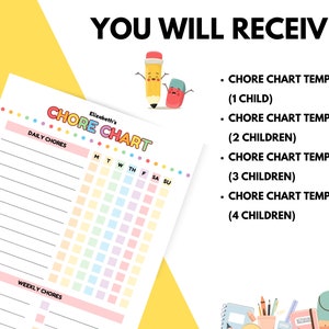 Editable Chore Chart for Kids, Multiple Kids Chore Chart, Kids Daily ...