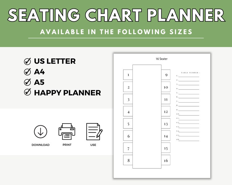 Printable Wedding Table Chart Template Table Seating Planner Event