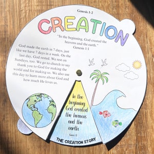 Creation Story Coloring Wheel druckbare Bibel-Lektion Kinder-Bastel-Bibel-Lektion Memory-Spiel Sonntagsschul-Lektion Creation Craft-Bibel-Spiel