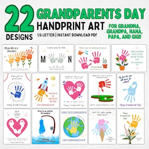 Artisanat d'empreintes de main pour la fête des grands-parents, art de l'empreinte de main pour la fête des grands-parents, cadeau de petits-enfants, art souvenir empreinte de main, artisanat imprimable pour grand-père pour enfants