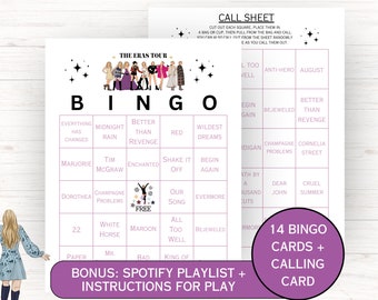 Editable BINGO Swiftie Party Game, Taylor Party Games Bundle, T Swift Party Decor, Teen Party Games, Bridal Shower Games, Singing Bingo