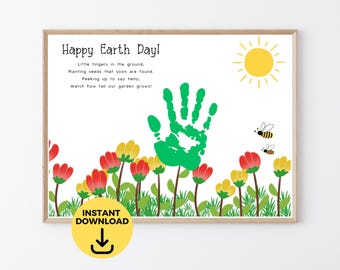 Earth Day Handprint Art, Printable Earth Day Craft, Earth Day Activities for Toddlers Preschoolers Kindergarteners, Instant Download
