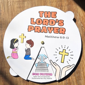 The Lord&#39;s Prayer Coloring Wheel Printable Bible Lesson Kids Crafts Bible Lesson Memory Game Sunday School Lesson Creation Craft Bible Game