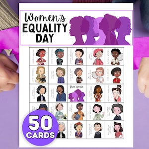 Frauen Gleichheit Tag Bingo, Frauen Geschichte Monat Bingo Spiel, Frauen Tag Aktivitätsspiel, digitales Download druckbares Spiel