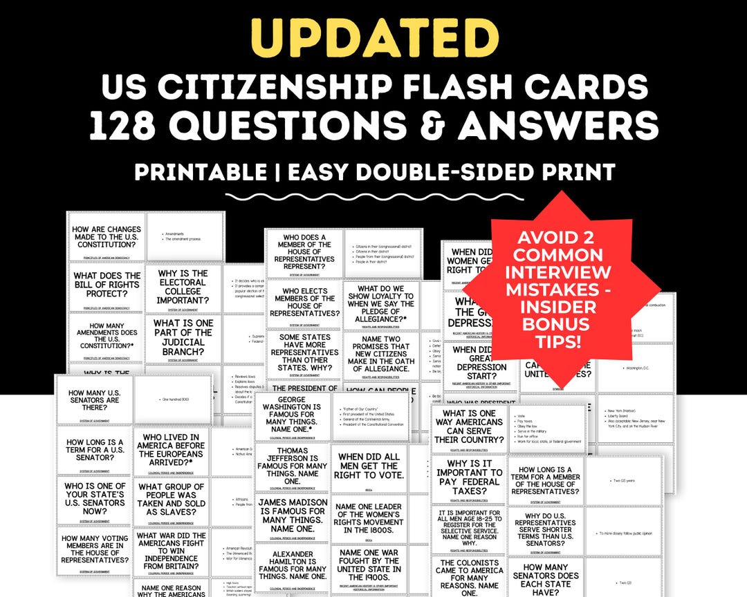 US Citizenship Flashcards Updated for New Test, US Immigration ...