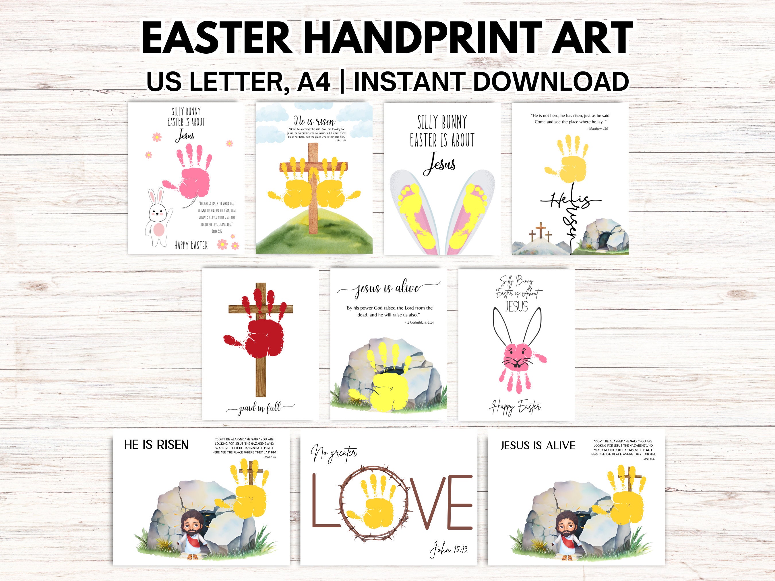 10 Sunday School Christian Easter Handprint Crafts, Easter Activity ...