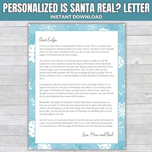 ¿Es real Santa Claus? Carta explicativa personalizada, carta para Santa Claus para imprimir, carta para niños sobre Santa Claus, descarga digital / LEER LA DESCRIPCIÓN