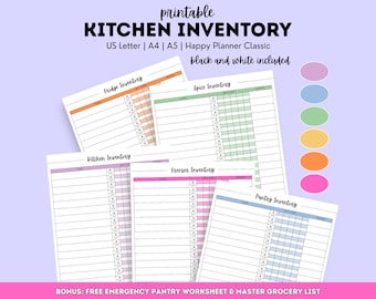 Kitchen Inventory Printable, Food Inventory, Restaurant Inventory, Spice Inventory, Fridge Inventory, Freezer Inventory, Household Inventory