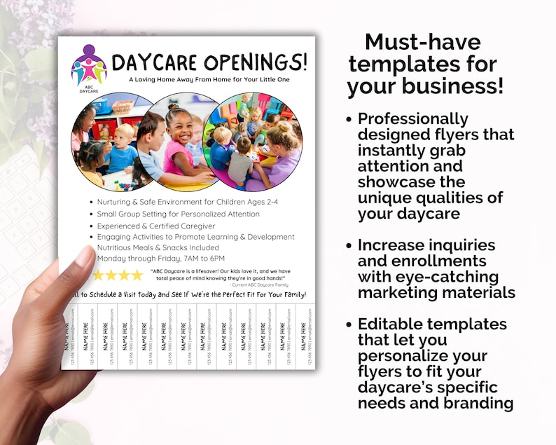 Editable Daycare Marketing Flyer, Childcare Advertising Poster, Summer