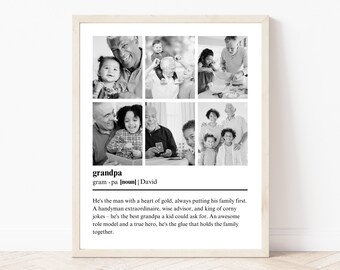 Custom Gift for Grandpa, Grandparents Day Gift, Photo Gift, Grandpa Poster, New Grandparent Gift, Printable Photo Collage, Editable Template