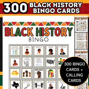 Black History Bingo, afdrukbare Black History Month-activiteiten, Juneteenth Games, Black History Games, educatieve spellen | Direct downloaden