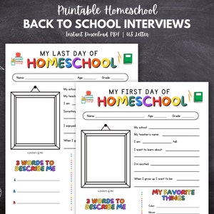 First Day of Homeschool Keepsake, Back to School Interview, Homeschool Questions, Homeschool Interview, Last Day Homeschool, Memory Book