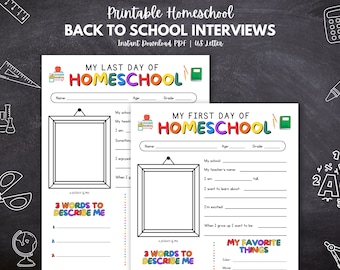 First Day of Homeschool Keepsake, Back to School Interview, Homeschool Questions, Homeschool Interview, Last Day Homeschool, Memory Book