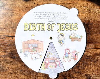 The Birth of Jesus Coloring Wheel, Nativity Story Coloring Wheel ...