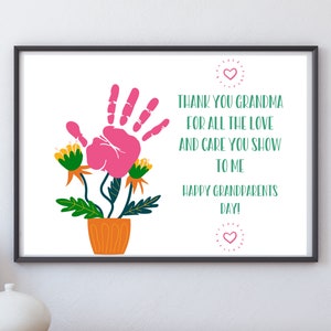 Grandparents Day Handprint Craft, Grandparents Day Art, Grandparents Day Craft, Grandparents Day Gift, Gift for Grandma Grandpa | Printable