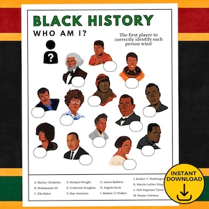 Juneteenth Guess Who Game, Classroom Game, Juneteenth Activity, African American History, Black History Quiz, Juneteenth Trivia