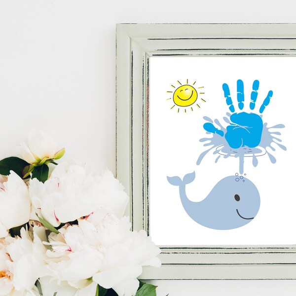 Whale Handprint Art | Printable Summer Art for Kids | Handprint Footprint Craft | Footprint Art | Handprint Art | Pre K Craft