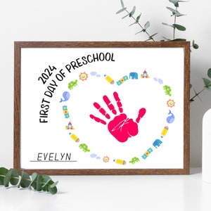 First Day Of Preschool Handprint Art, First Day of Preschool Activity, First Day of PreK Handprint, Back to School Handprint Art Craft | PDF