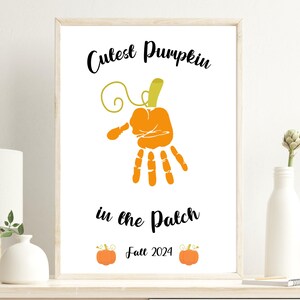 Pumpkin Patch Handprint Art, Fall Craft, Halloween Printable Craft, Handprint Memory Keepsake, Daycare Toddler Preschool Activity Printable