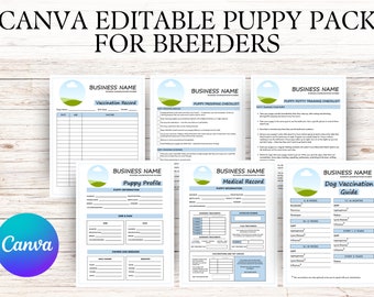 Breeder Puppy Pack | EDITABLE IN CANVA | Dog Vaccination Form Dog Breeder Records Puppy Vaccination Record Pet Planner