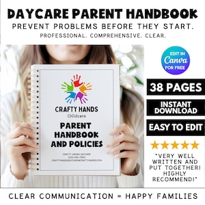 Editable Daycare Parent Handbook Template, Childcare Policy and Procedures, Home Daycare Starter Kit, Preschool Handbook, Daycare Forms