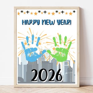 Happy New Years 2026 Handprint Art Craft, Toddler Handprint Keepsake, Daycare Craft, Preschool Craft, DIY Hand Print