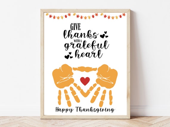 Grateful Thanksgiving Handprint Art, Fall Hand print craft, Autumn hand print art, Daycare Preschool Activity, Thanksgiving Memory Keepsake
