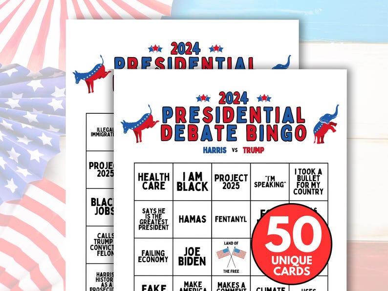 Presidential Debate 2024 Bingo Game Cards, Trump Vs Harris Debate