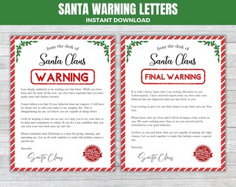 Santa Warning Letter, Final Warning Letter, Set of Santa Letters, Letter From Santa, Christmas Letters, Letter For Daughter Son From Santa