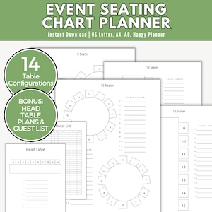 Druckbare Hochzeit Table Chart Vorlage, Tisch Sitzplaner, Event Sitzordnung, Sitzplan, Head Table Planner & Gästelisten
