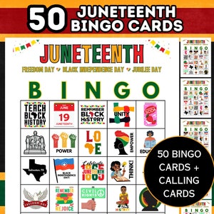 Juneteenth Bingo, Printable Juneteenth Activities, Freedom Day Celebration, Juneteenth Games, Black History Games | Instant Download