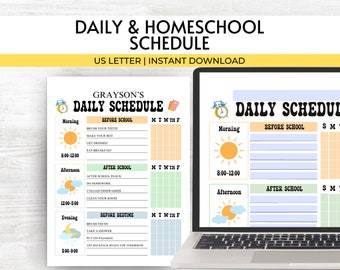 Homeschool Daily Routine Template Editable Homeschool Checklist, Printable Daily Schedule For Kids, Homeschool Kids Daily School Checklist