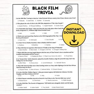 Black Movie Trivia, Black History Month, African American Actor Quiz, Black Culture Trivia, Party Games Staff, Family Game Night