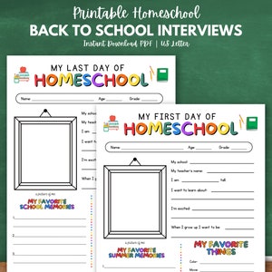 First Day of Homeschool Keepsake, Back to School Interview, Homeschool Questions, Homeschool Interview, Last Day Homeschool, Memory Book