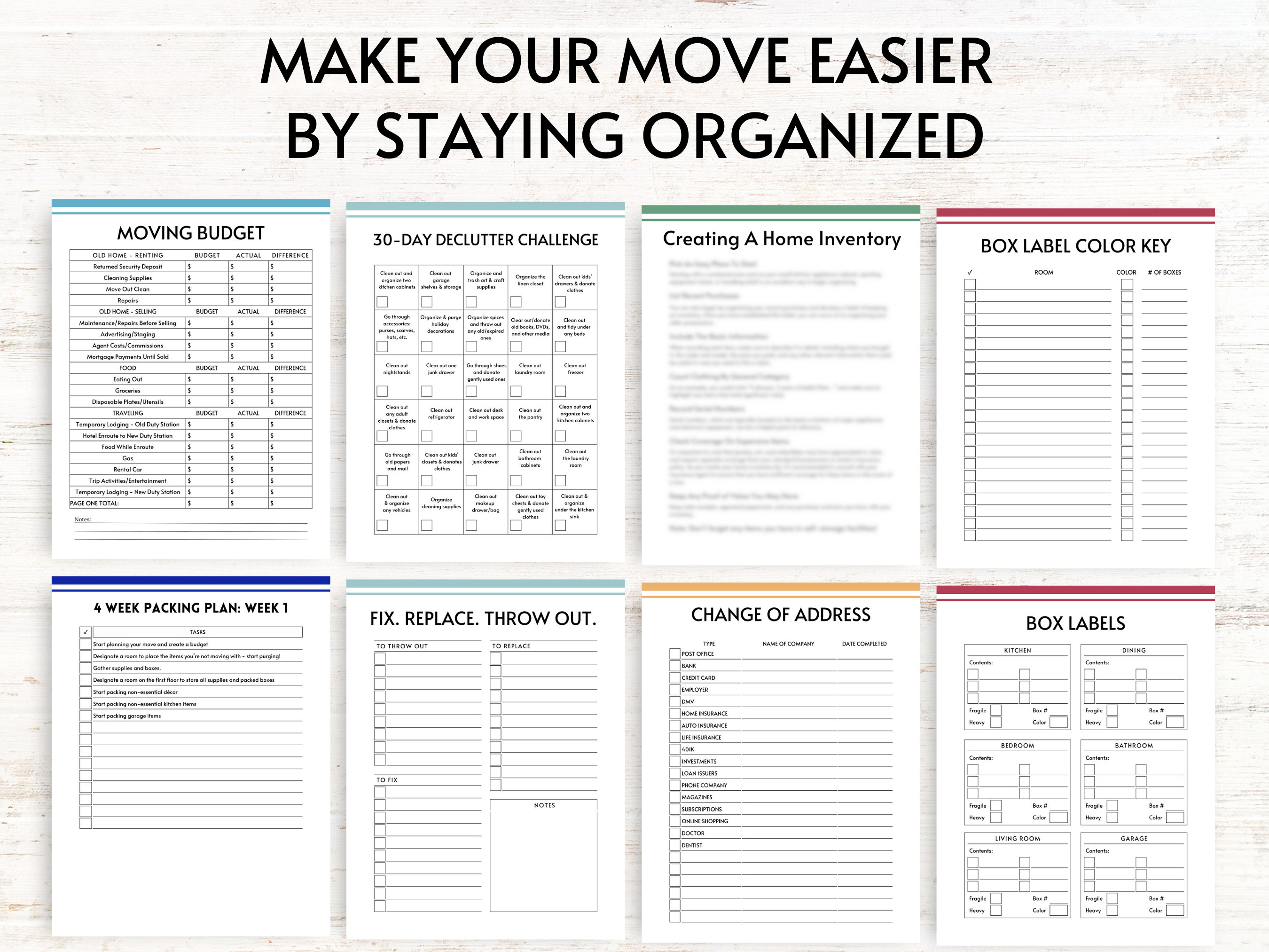 PCS Binder Printable PCS Checklist Moving Checklist, Moving Binder ...