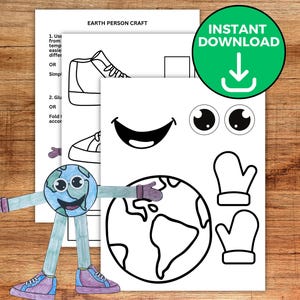 Earth Day Printable Coloring Page, Printable Earth Day Craft, Earth Day Activity, Kids Coloring Page, Instant Download