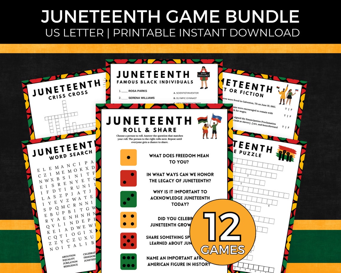 Printable Juneteenth Activities, Juneteenth Trivia Game, Freedom Day Celebration, Juneteenth Games, Black History Games Instant Download image 1