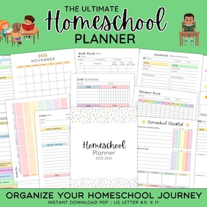 Digital Homeschool Planner Printable 2025-2026, Homeschool Mom Planning Pages, Homeschool Teacher Planner, Homeschool Organizer