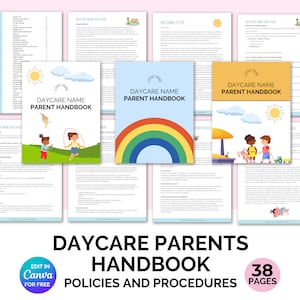 Bearbeitbare Vorlage für das Eltern-Handbuch für Kindertagespflege, Richtlinien und Verfahren für die Kindertagespflege, Beginn einer Kindertagesstätte zu Hause, Richtlinien für das Vorschul-Handbuch, PDF