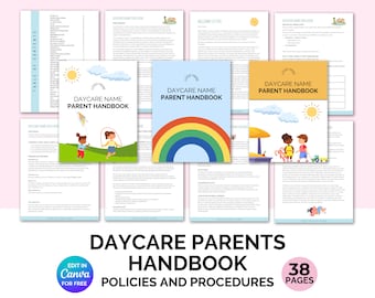 Editable Daycare Parent Handbook Template, Childcare Policy and Procedure, Starting An In Home Daycare, Preschool Handbook Policies, PDF