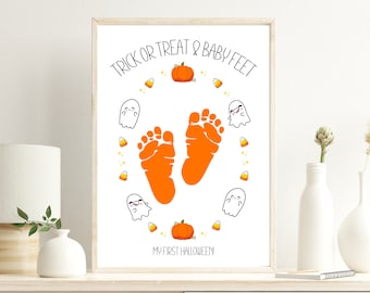 Baby’s First Halloween Keepsake, Halloween Footprint Art, Halloween Kid Craft, Halloween Handprint Art, Halloween Activity, Keepsake Memory