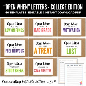 Open When-labels voor college, Open When-labels voor studenten, zorgpakket college, cadeau-ideeën college, cadeau voor school