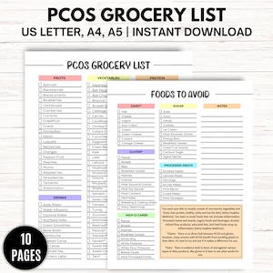 PCOS Planner PCOS Grocery List Meal Planner | Instant Download