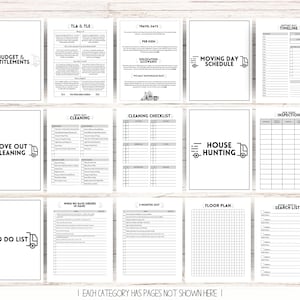 Puede incluir: Una lista de verificaci&oacute;n imprimible en blanco y negro para mudanzas, con secciones para presupuesto y derechos, fechas de viaje, horario del d&iacute;a de la mudanza, lista de verificaci&oacute;n de limpieza, b&uacute;squeda de vivienda, limpieza de mudanza, lista de tareas pendientes e inspecci&oacute;n de la nueva vivienda. La lista de verificaci&oacute;n incluye secciones para plano de planta, lista de b&uacute;squeda y cuando tenemos pedidos en mano.