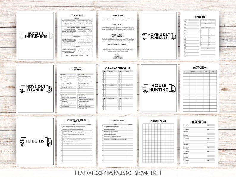 PCS Binder Printable PCS Checklist Moving Checklist, Moving Binder ...
