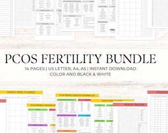 PCOS Planner PCOS Tracker Bundle Rastreador de ovulación Rastreador de fertilidad Rastreador de período / Planificador de comidas Descarga instantánea