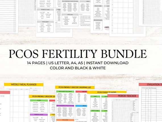 PCOS Planner PCOS Tracker Bundle Ovulation Tracker Fertility Tracker Period Tracker | Meal Planner Instant Download